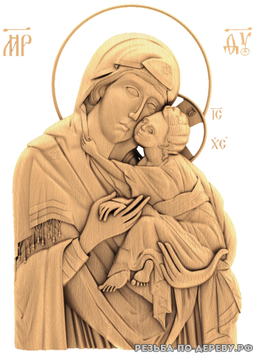 Резная икона Богородица Песчанская из дерева